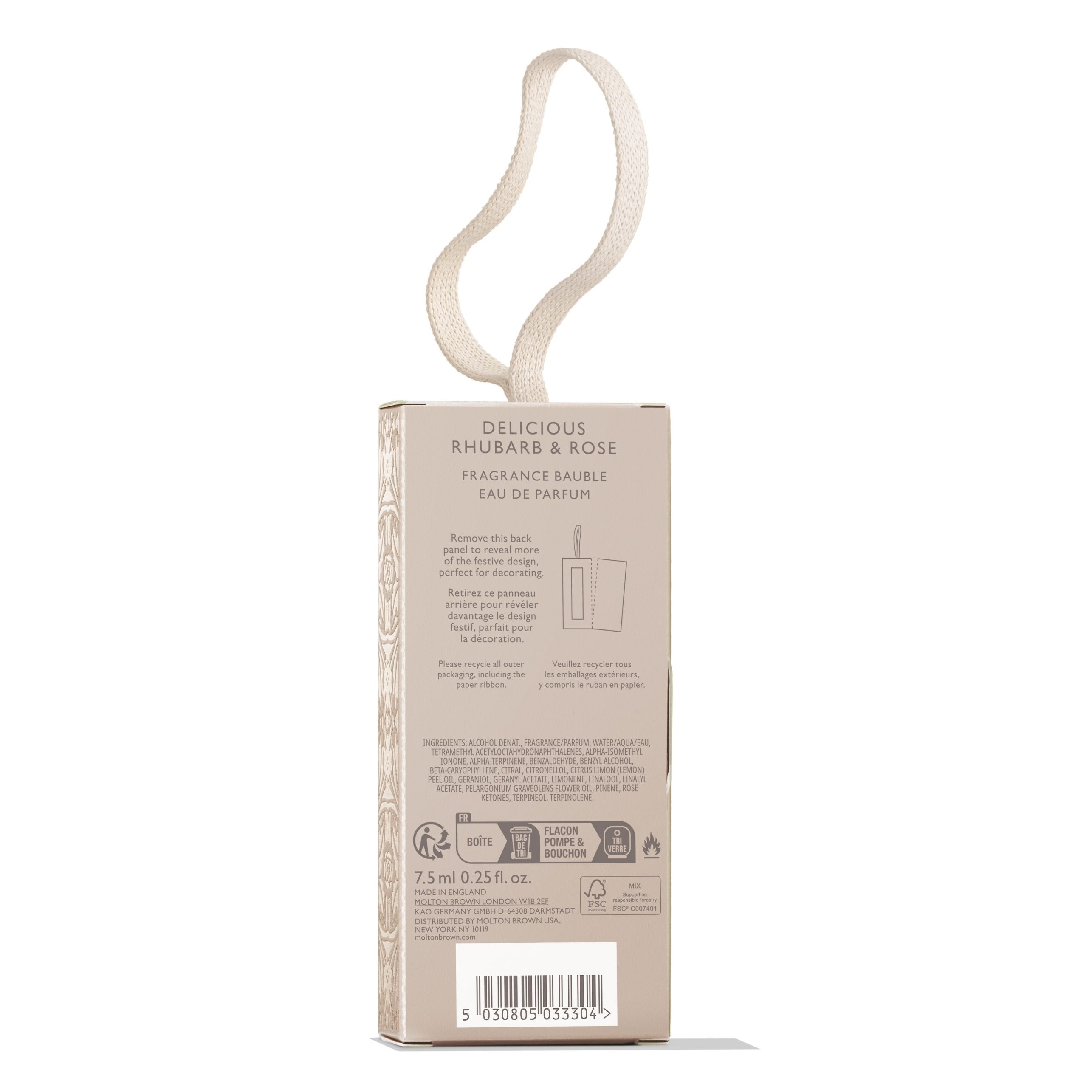 Delicious Rhubarb & Rose Fragrance Festive Bauble